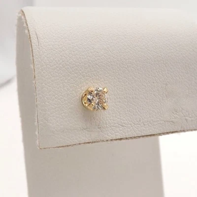 14k Gold Natural Diamond Round Stud Single Earring One - Image 1 of 4
