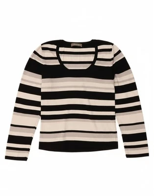 OASIS Womens Crew Neck Jumper Sweater UK 18 XL Black Striped Viscose AO15 - Image 1 of 4