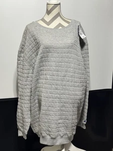 Champion Men’s 3XLT Quilted Crewneck Sweatshirt Gray NWT Long Tall Size - Picture 1 of 9