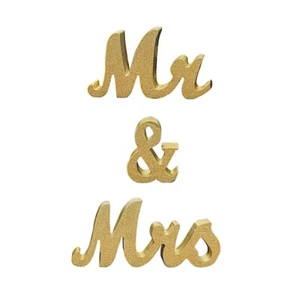 Glittered Wooden Mr & Mrs Freestanding Wedding Table Display Signs Party Events - Picture 1 of 19