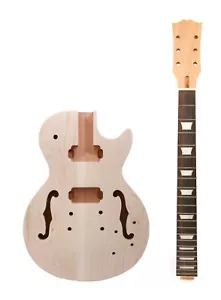 22 Fret 24.75 Inch Semi Hollow Electric Guitar Body Unfinished Guitar Neck Kit - Picture 1 of 10