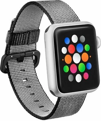 NEW Modal BLACK Woven Nylon Band 42mm Strap for Apple Watch 3 2 Smart Accessory - Image 1 of 4