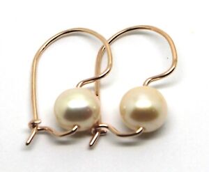 Genuine 9k 9ct Rose Solid Gold 8mm White Freshwater Pearl Earrings
