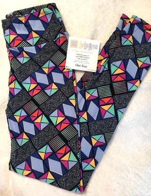 Leggings LuLaRoe GEOMETRIC Quadrados Neon Diamante SO Tamanho Único UNICÓRNIO Nova - Imagem 1 de 2