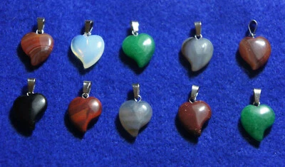 Anhänger Edelstein Herz Herzen  Opalit Jade Onyx uvm - Bild 1 von 2