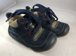 Stride Rite Baby Lace-up Tennis Shoes, Blue/Tan/red, Toddler Size 3M - Picture 1 of 8