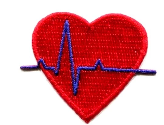 HEART EKG IRON ON PATCH 2 X 1 5/8 inch - Image 1 of 1