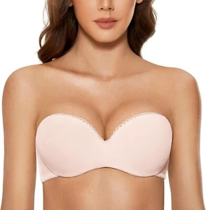 DOBREVA Women's Strapless Push Up Bra Plus Padded Underwire Multiway Bandea 32D - Picture 1 of 6