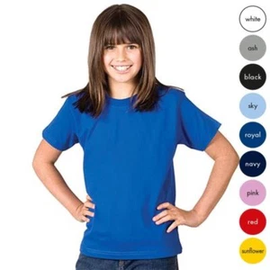 Kids Boys Girls Premium Weight Crew Neck T-Shirt Gym Sports Casual Schoolwear - Picture 1 of 2