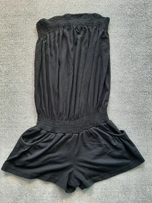 Feathers One Piece Stretch short Dress Womens S Small pockets Black - Image 1 of 4