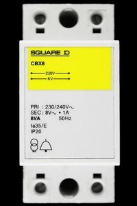 SQUARE D 8 VOLT 1 AMP BELL TRANSFORMER 230/240V CBX8 - Picture 1 of 7