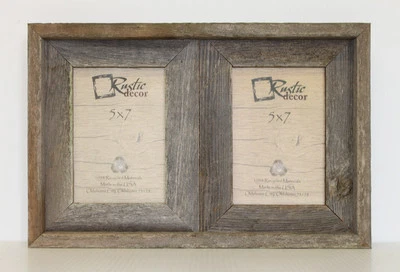 5x7-2.5" Wide Reclaimed Rustic Barn Wood Collage Frame -  Holds 2 Photos - Image 1 of 2