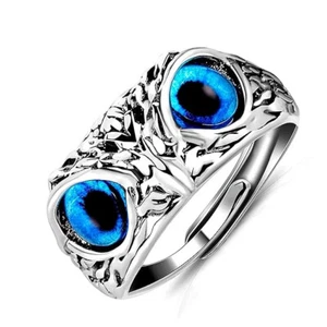 Gioielli Moda Anello Argento Ragazzi Ragazze Acciaio Inox Regolabile OWL EYES US - Foto 1 di 6