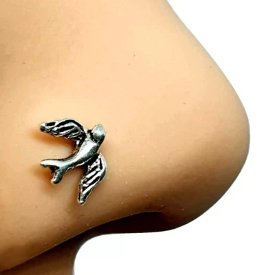 Nose Stud Bird 22 g (0,6 mm) argento sterling 925 piercing a sfera - Immagine 1 di 4