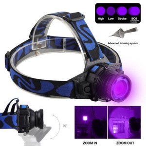 UV LED Headlamp Flashlight Blacklight Head Light Build-in Rechargeable Battery