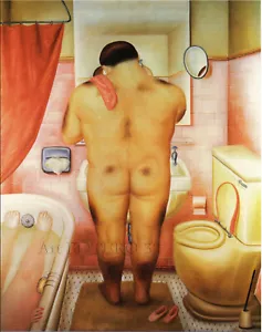 Men Naked in the Bath Botero Art Bild 30x42 Leinwand Collection A3FB32 - Picture 1 of 3