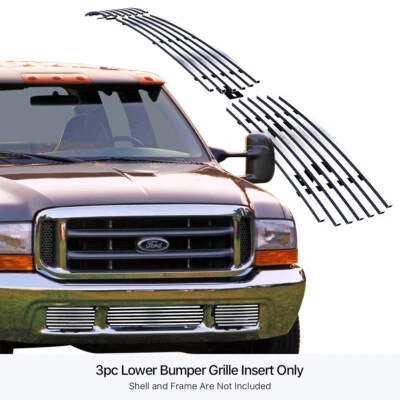 For 2000-2004 Ford Excursion/F-350/450/550 Bumper Chrome Billet Grille Insert - Image 1 of 4