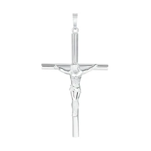 925 Sterling Silver Cross with Jesus Christ Charm Necklace - Picture 1 of 2