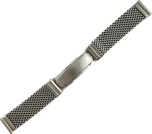 Vintage 15,6 mm unvergleichlich Herren Armbanduhr Band Edelstahl Netz Faltverschluss - Bild 1 von 5