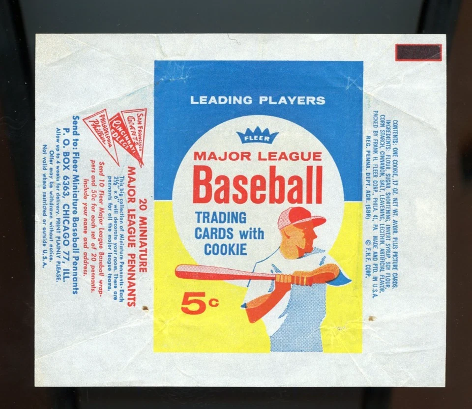 Paquete de cera de béisbol Fleer 1963 envoltura (banderines en miniatura) centavo Foto 1 de 1