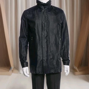Theory Men Utility Overcoat Black Waxing Cotton Blend Jacket Size Large - Picture 1 of 11