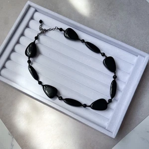 Collar Ann Taylor Corto Filamento Cuentas Variedad Vidrio Negro - Imagen 1 de 2