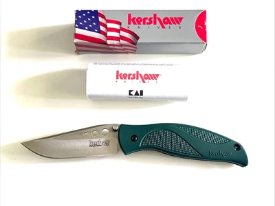 Kershaw 1540 Blizzard Folding Knife Green Handle USA 2008 - Image 1 of 4