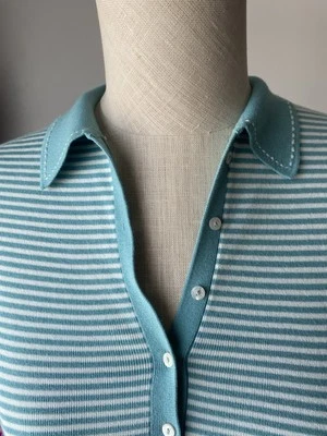 Camisa polo feminina Loro Piana manga curta listrada algodão tamanho 42 - Imagem 1 de 4