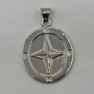Catholic Supply St. Louis Sterling Silver 925 Women’s Life Compass Disc Pendant - Picture 1 of 6
