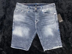 Pantalones Cortos Rectos Relajados True Religion Para Hombre Ricky Lavado Medio Talla 38 Deshilachados Nuevos con Etiquetas - Imagen 1 de 11