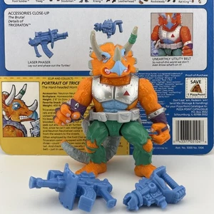 Triceraton completo con cartoncino - TMNT Teenage Mutant Ninja Turtles vintage 1990 - Foto 1 di 3