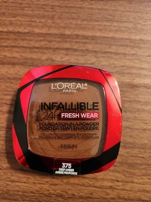 new L'Oreal Paris Infallible 24 H Fresh Wear Foundation in a Powder 375 D Amber - Image 1 of 2