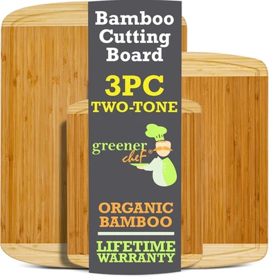 Organic Bamboo Cutting Board Set of 3 with Lifetime Replacements - Wood Cutting - Image 1 of 4