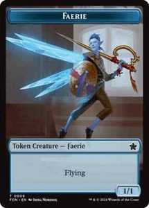 FOIL Faerie/Fish Token Double Sided 0009/0010 FDN: Foundations MTG - Foto 1 di 2