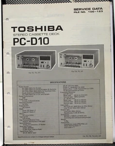 Manual de servicio de cubierta de casete estéreo Toshiba PC-D10 - original - Imagen 1 de 1