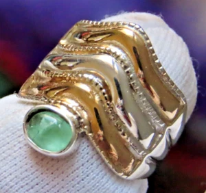 Anillo de ESMERALDA en plata 95 y placas de ORO 18K AMARILLO- BLANCO Y ROSADO - Imagen 1 de 6