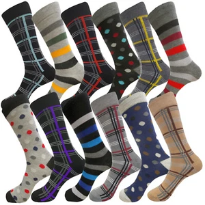 12-6 Pair MULTI PATTERN First quality Multi color Men's COTTON Dress Socks 10-13 - Picture 1 of 16