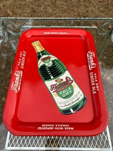 Vintage Frank’s Pale Dry Ginger Ale Metal Serving Tray 1940's Advertising DECO - Picture 1 of 22
