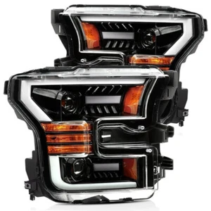 AlphaRex For 2015-2017 Ford F150 Halogen Projector Headlights Jet Black Housing - Picture 1 of 10