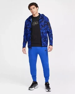 FULL SET Nike Tech Fleece Hoodie Joggers Royal Blue Camo Black XL Top/XL Bottom - Picture 1 of 11