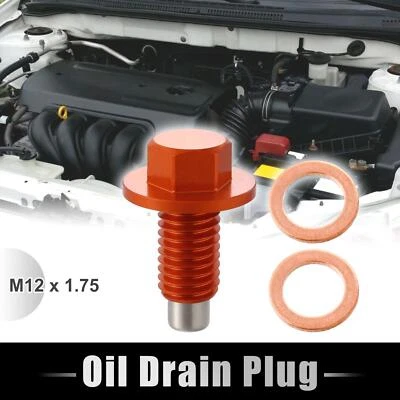 UXCELL Ölablaßschraube magnetische Ölwannenschraube mit Dichtungen M12 x 1,75 Orange