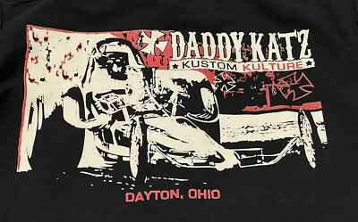 Camisa Corner Stone Negra Garaje Divertida Carreras de Coches Abotonada Pequeña Daddy Catz Foto 1 de 4