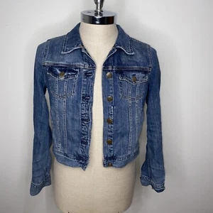 Giacca vintage J Crew donna denim cropped S camionista jeans indaco denim - Foto 1 di 8
