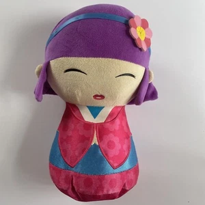 Juguete suave de felpa Kimmidoll (peluches), figura modelo, 26 cm, vestido rosa, cabello púrpura - Imagen 1 de 5