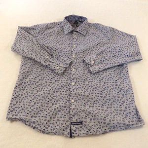 English Laundry Shirt Men Size 17 Neck 34 Arm Blue Paisley Evening Shirt Casual - Picture 1 of 18