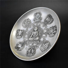 Qing Dynasty Carving Buddha Statue Eight Treasures Pattern Cupronickel Plate