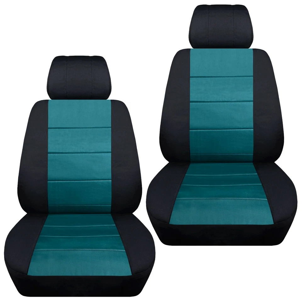 Front set car seat covers fits 2010-2020 Kia Forte   black and teal - Изображение 1 из 1