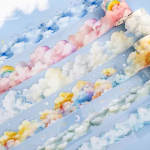 Sky Clouds PET Adhesive Tape Journal Planner Decorative Stickers Paper Crafts - Picture 1 of 13