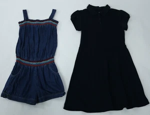 Girl's Lot 2 Cato Chaps Blue Short Sleeve Dress Sleeveless Romper Sz 12 NWOT - Picture 1 of 4