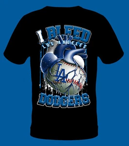 "I Bleed Dodgers T-Shirt - Los Angeles Dodgers Fan Apparel - Men's Womens - Picture 1 of 1